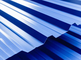 Blue metallic roof tiles background with drops of water. © romaset