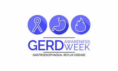 Vector illustration on the theme of GERD awareness week (Gastroesophageal reflux disease) observed each year during November.