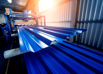 Metal sheet forming machine at the modern metalwork factory.