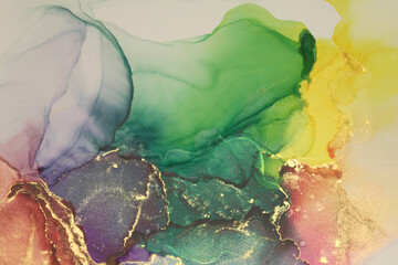 Art Abstract painting flow blots horizontal background. Alcohol ink colors. Marble texture.