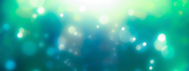 Abstract blue and green bokeh background - Christmas or spring concept - Blurred bokeh circles	
