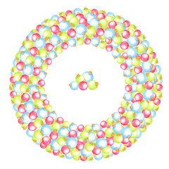 Christmas wreath made of colorful Christmas balls. Watercolor hand drawn illustration. Christmas Ornament Wreath.
