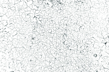 Crackle paint overlay. Vector black and white  grunge pattern made from natural oil paint crackle. Cool texture of cracks, stains, scratches, splash, etc for print and design. EPS10.