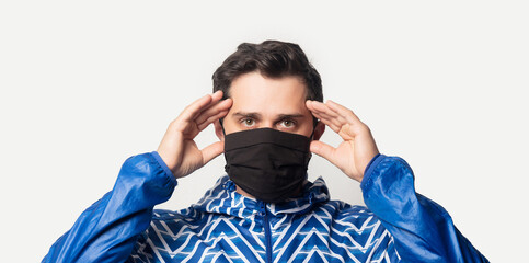 Style guy in 90s jacket and face mask