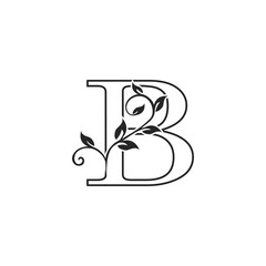 B Nature Floral initial letter logo icon. Monogram luxury floral leaves with letter logo icon for luxuries business.