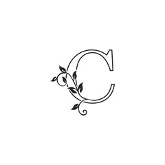 C Nature Floral initial letter logo icon. Monogram luxury floral leaves with letter logo icon for luxuries business.