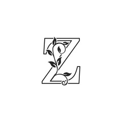 Z Nature Floral initial letter logo icon. Monogram luxury floral leaves with letter logo icon for luxuries business.