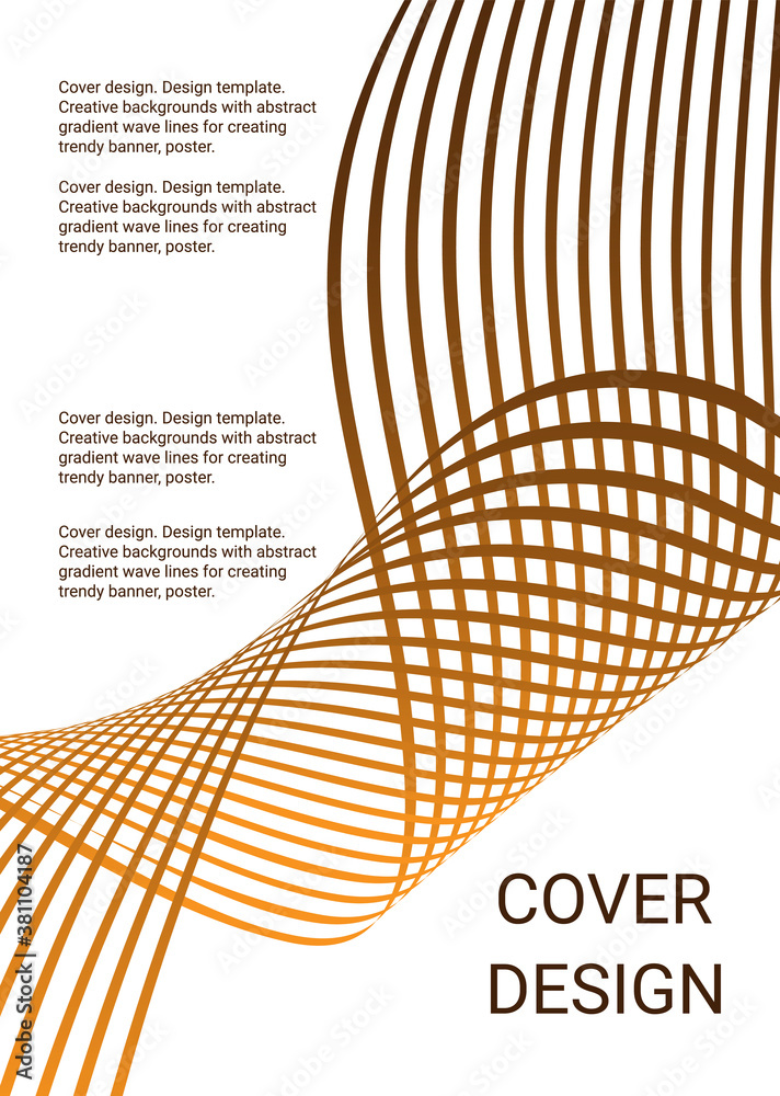 Fototapete Cover design. Design template. Creative backgrounds with abstract gradient wave lines for creating trendy banner, poster
