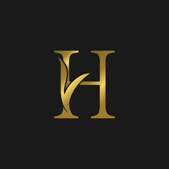 Golden Initial H Letter Luxury Logo vector design.