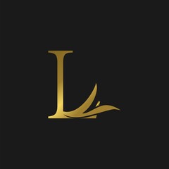 Golden Initial L Letter Luxury Logo vector design.