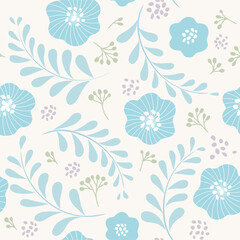 北欧風のかわいい花のシームレスパターン B