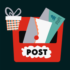 Christmas post receiving letters for santa claus vector