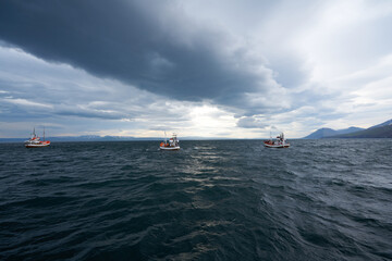 Whale watching ship in Husavik, on the north coast of Iceland