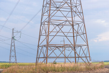 High voltage line. high-power electrical transmission towers