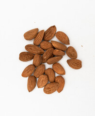Peeled Almonds on white background