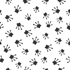 Seamless pattern with black frog footprints. Animal foot icon vector illustration.