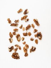 Peeled Walnuts on white background