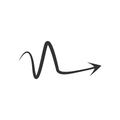 Doodle arrow icon. Black handmade curve arrow vector illustration. Isolated on white.