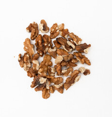 Peeled Walnuts on white background