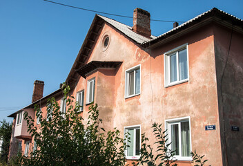 The facade of the apartment building, built in the mid-20th century in Europe. Quality image for your project