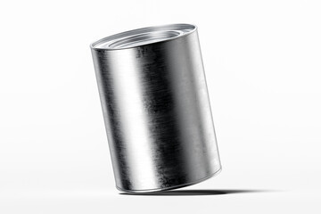 Realistic Metallic Can Isolated On White Background. Mock up. 3d rendering.