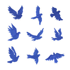 Set of birds silhouettes