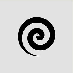 black and white bird swirl icon logo