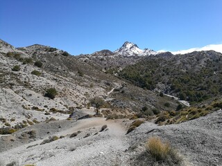 Hiking on the beautiful paths in the Sierra Nevada Mountains in Southern Spain