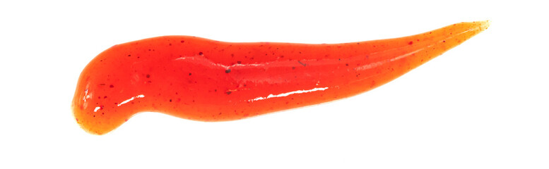 Tomato ketchup sauce isolated on a white background. Spots and stripes ketchup texture