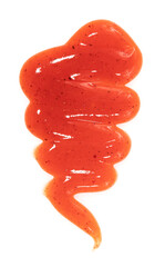 Tomato ketchup sauce isolated on a white background. Spots and stripes ketchup texture