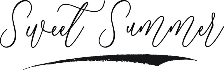 Sweet Summer Cursive Typography Black Color Text on White Background