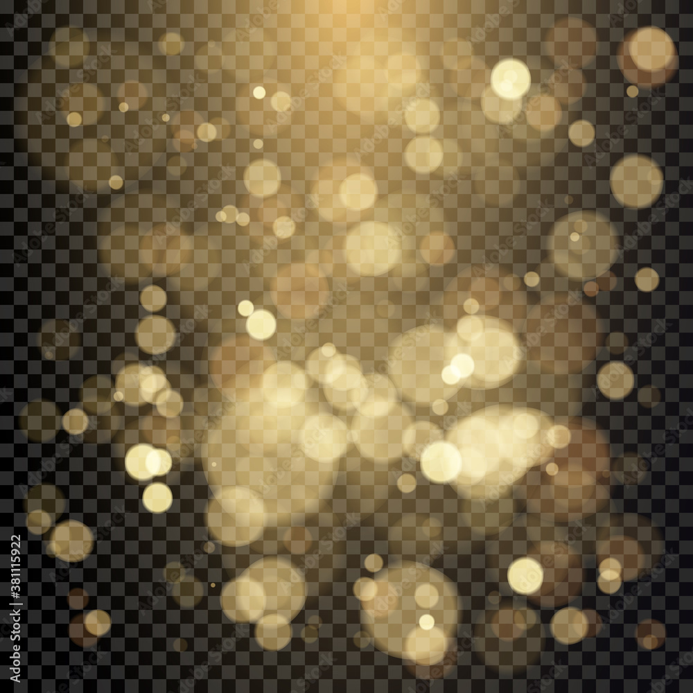 Canvas Prints effect of color bokeh circles. christmas glowing warm golden glitter element. vector illustration is