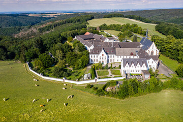 Aerial view of the Abbey Mariawald  Eifel Germany - obrazy, fototapety, plakaty