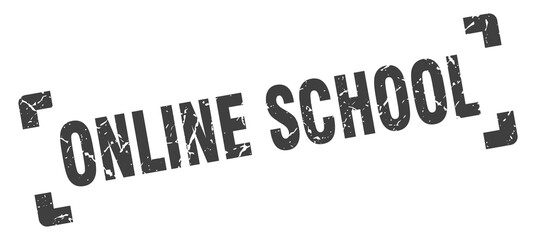 online school stamp. square grunge sign isolated on white background