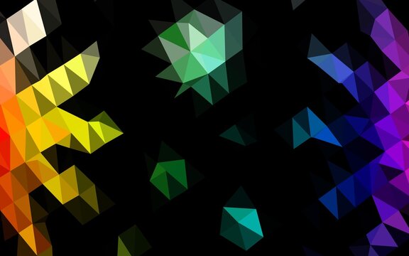 Light Multicolor, Rainbow vector low poly layout. Shining illustration, which consist of triangles. The best triangular design for your business.