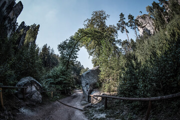 Hiking through national park cliffs