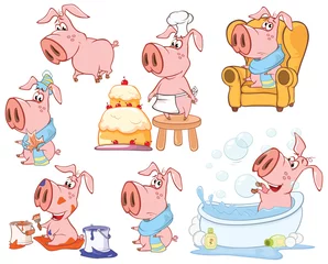 Keuken spatwand met foto  Illustration of a Cute Cartoon Character Pig for you Design and Computer Game © liusa