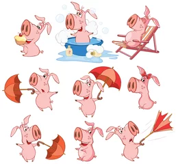 Fototapeten Illustration eines niedlichen Cartoon-Charakter-Schweins für Sie Design und Computerspiel © liusa