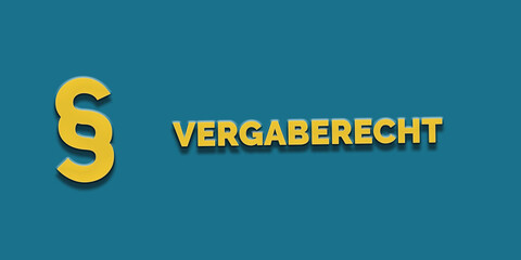 Vergaberecht in gelber Schrift auf blauem Hintergrund