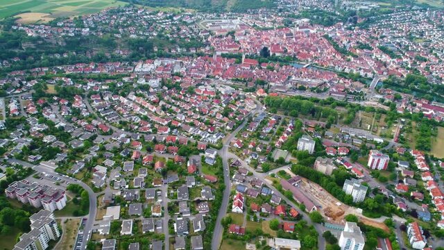 Aerial view Rottenburg am Neckar, Germany.