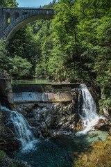 Mountain brook waterfall time lapse
