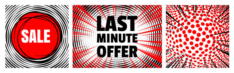 Last Minute Offer Text Promotion and Discount Icon in Round Frame