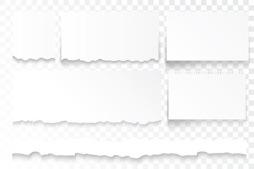 Torn paper strips. Ripped paper edges, broken white cardboard
