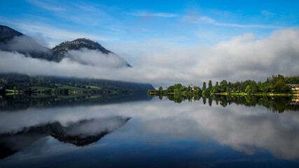 Naklejka premium Salzkammergut is an Austrian region of lakes and Alpine ranges near Salzburg.