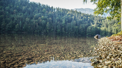 Naklejka premium Salzkammergut is an Austrian region of lakes and Alpine ranges near Salzburg.