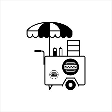 recommend clip art: Street Food Vending Cart Hot Dogs, Fast Food Hot Dog Cart Icon