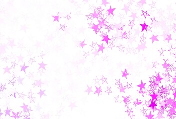 Fototapeta na wymiar Light Purple, Pink vector backdrop with small and big stars.