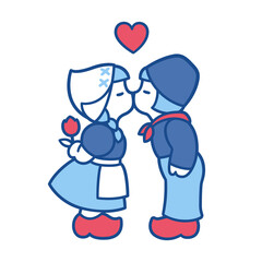 Delft Blue kissing couple