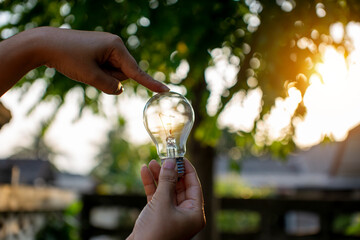 light bulb against nature, icons