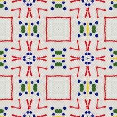 Boho Fabric. Green, Red, Yellow, Blue Seamless Texture. Repeat Tie Dye Ornament. Ikat Indonesian Motif. Abstract Ikat Motif. Ethnic Tribal Boho Fabric Pattern.